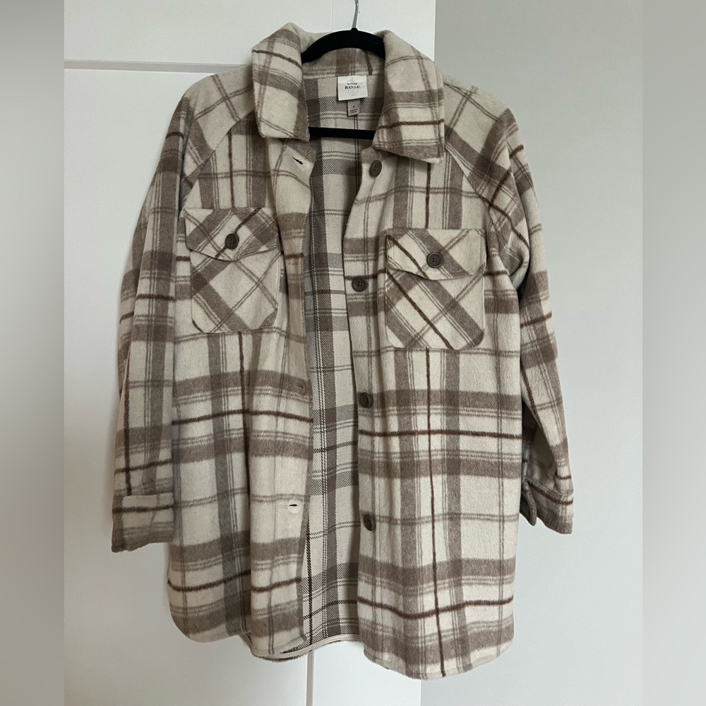 Plaid Button-Up Shirt Jacket